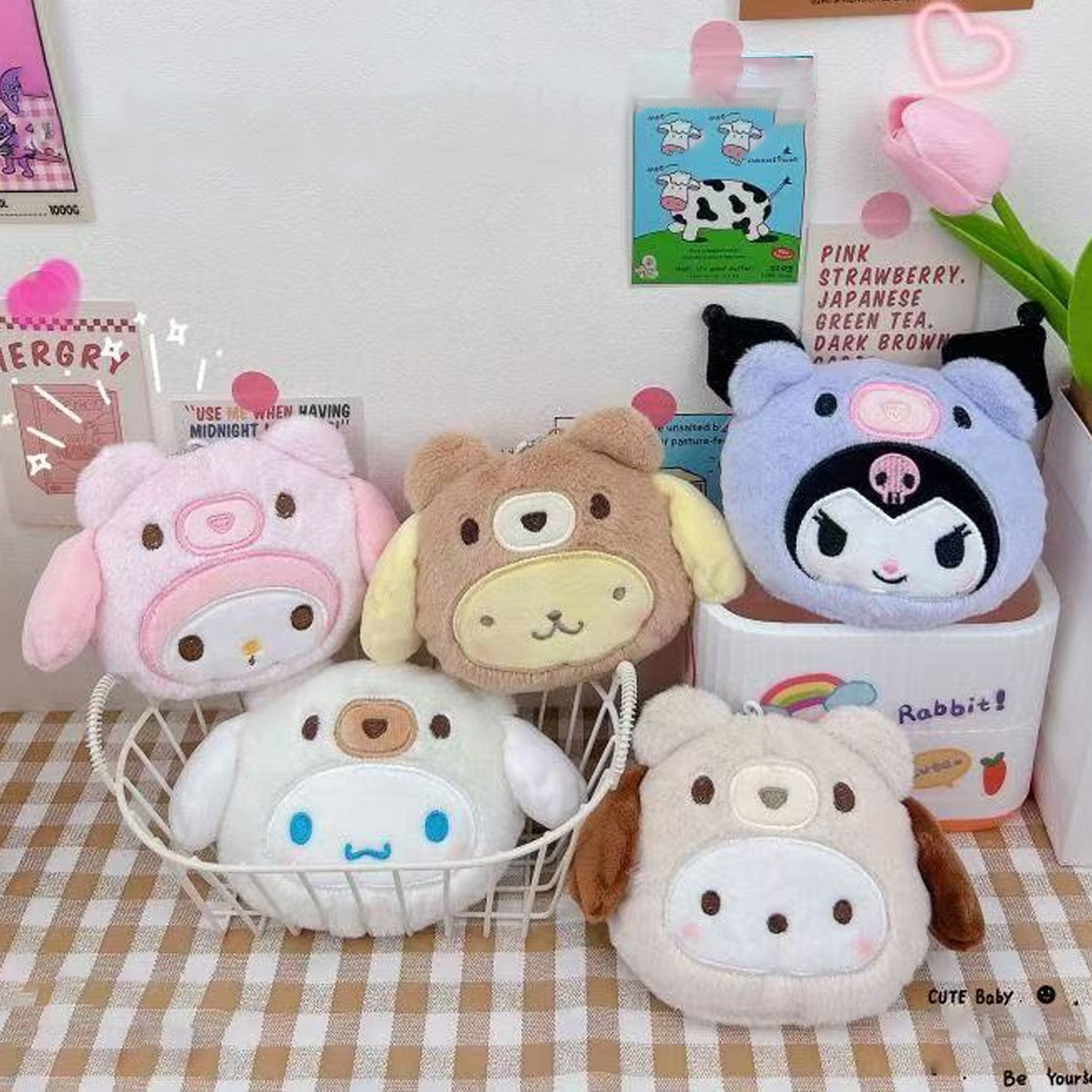 Lip Balm - Monedero de peluche colgante, bolsa de
